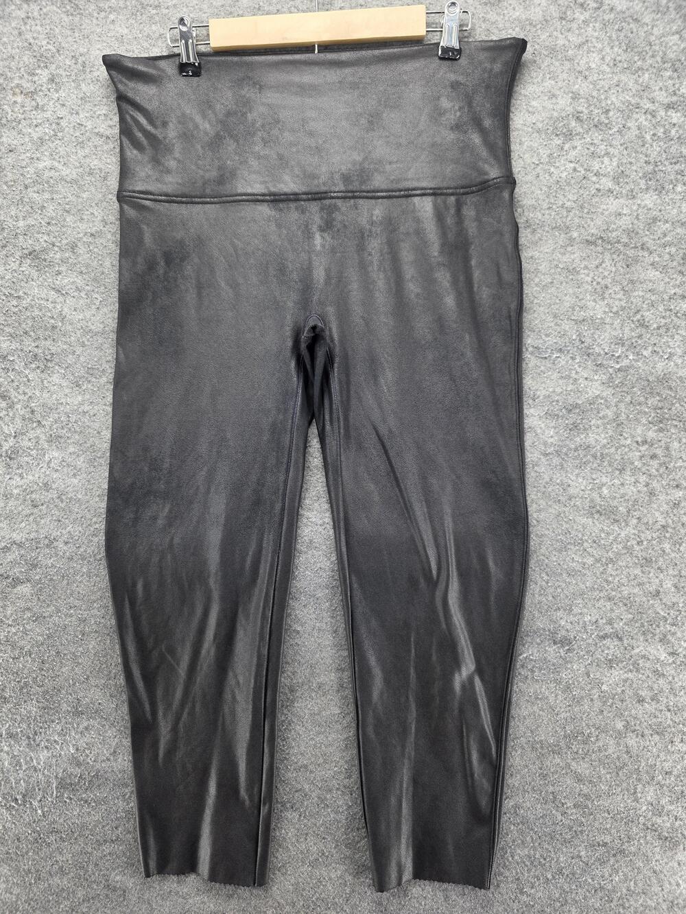 SPANX Leggings Womens 2X Black Ankle High Rise Shaping Compression Microfleece